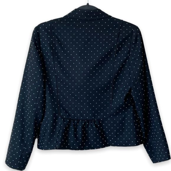 Rebecca Taylor Polka Dot Black & Blue Wool Blend Blazer Jacket size 8rebe - Picture 3 of 7